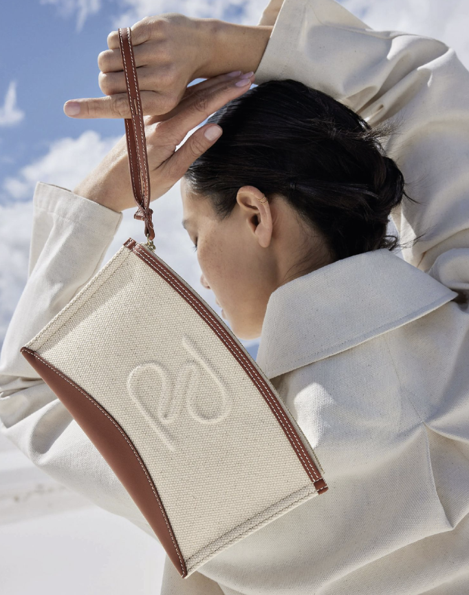 Polène campaign — canvas pouch with embossed monogram